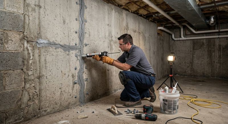 Basement Crack Repair in Woburn, MA