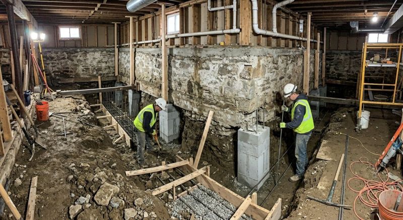 Basement Underpinning in Woburn, MA