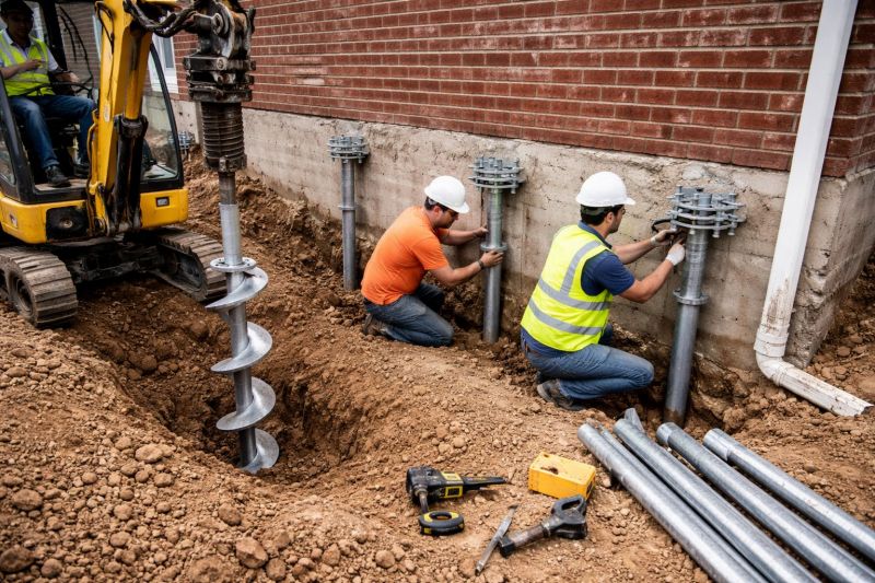 Helical Piers Installation in Woburn, MA