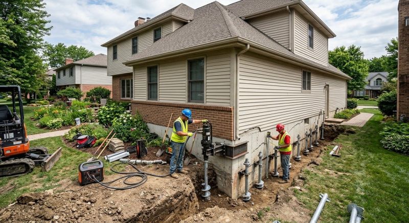 Helical Piers Installation in Woburn, MA