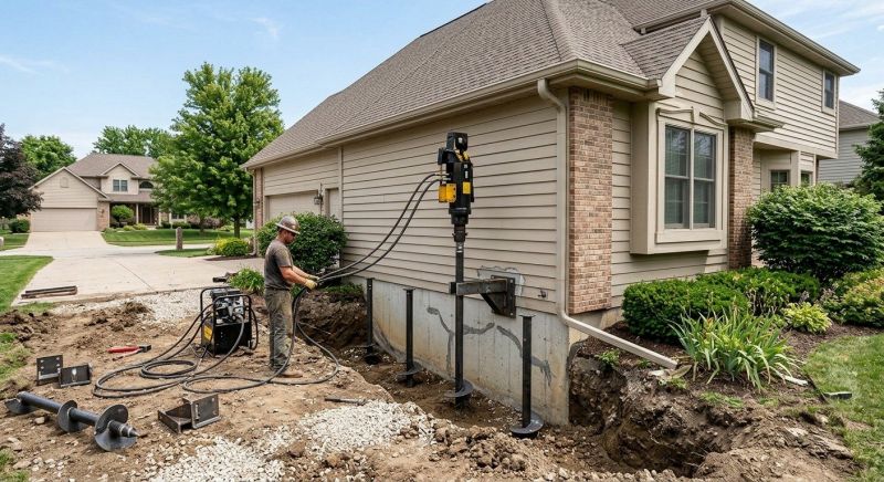 Helical Piers Installation in Woburn, MA