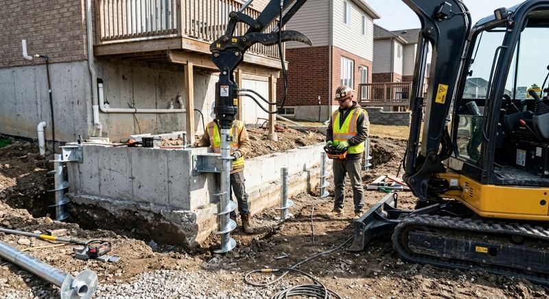 Helical Pile Installation in Woburn, MA