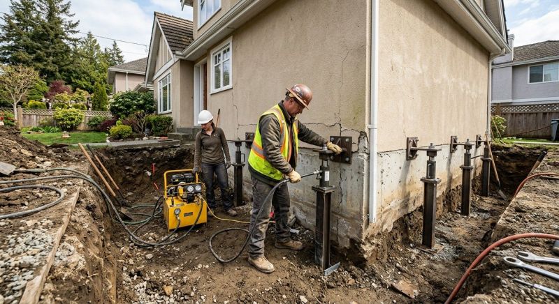 Sinking Foundation Repair in Woburn, MA